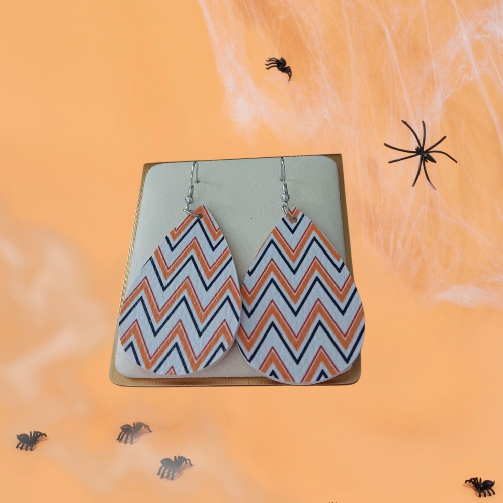 Chevron Style Faux Leather Earrings